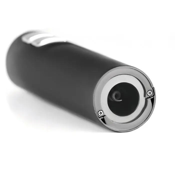 Deschidetor de sticle electric negru si argintiu cu design cilindric elegant si functionare electrica profesionala