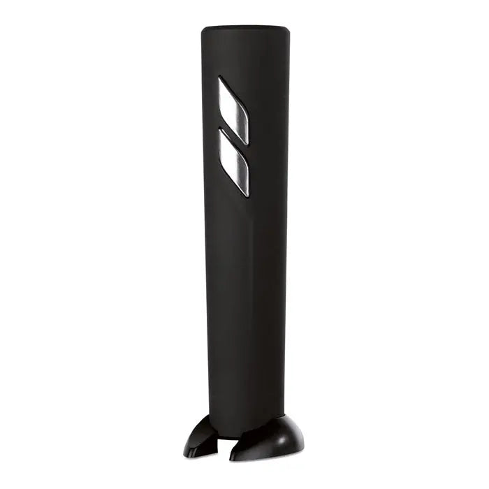 Deschidetor de sticle electric negru cu design modern si doua accente argintii diamantate pe lateral