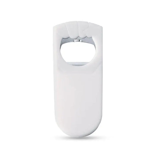 Deschidetor de sticle si sigilant alb din silicon cu capac metalic argintiu pentru desfacere usoara