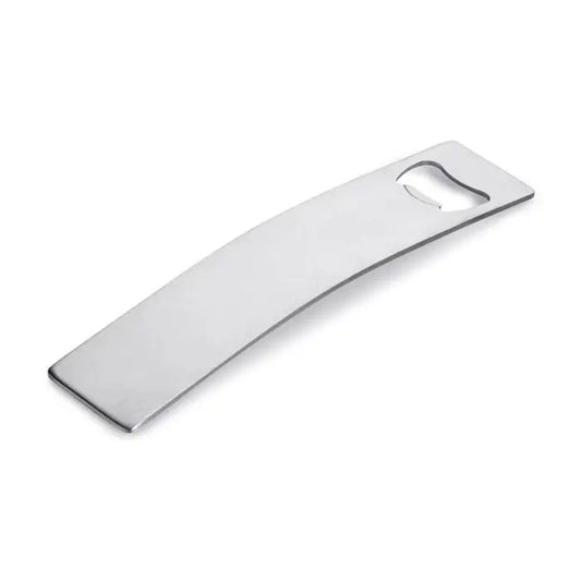Deschizator de sticle din otel inoxidabil argintiu cu design curbat si mecanism clasic pull-tab