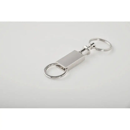 Desfaceti inelul de chei despartit keychain din metal argintiu cu bara dreptunghiulara lustruita si doua inele circulare
