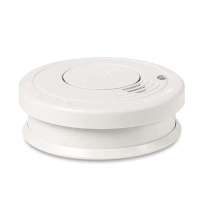 Detector de fum alb circular cu carcasa neteda din plastic si branding discret embosat