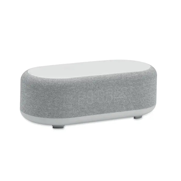 Difuzor de incarcare fara fir de 15 w cu textura gri si suprafata alba neteda cu margini rotunjite