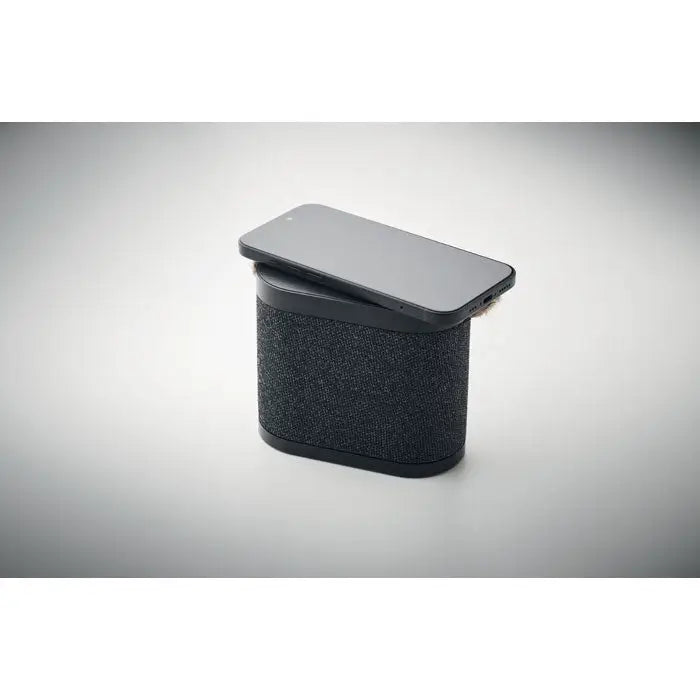 Difuzor încarcător wireless negru cu design modern și texturat și pad de încărcare wireless de 15 w pe partea superioară