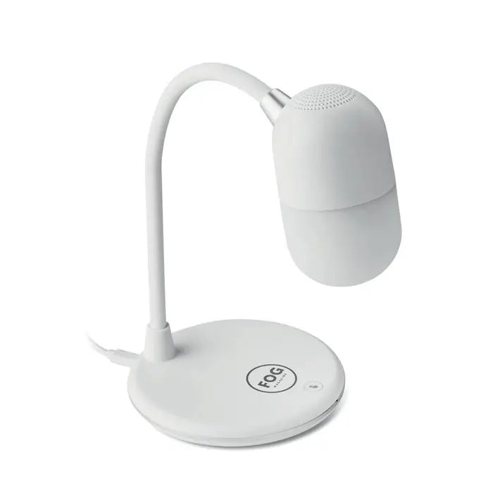 Lampa de birou white fog cu gooseneck flexibil si difuzor integrat pentru incarcare fara fir