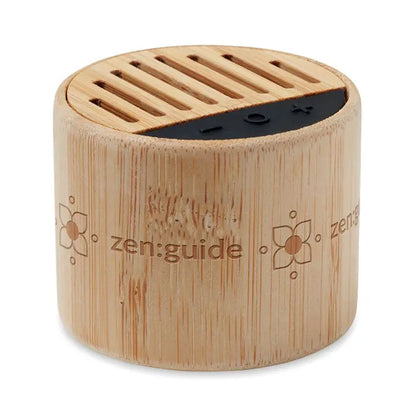 Difuzor rotund din bambus fara fir cu finisaj natural si gravura zen guide si motive florale pe corp