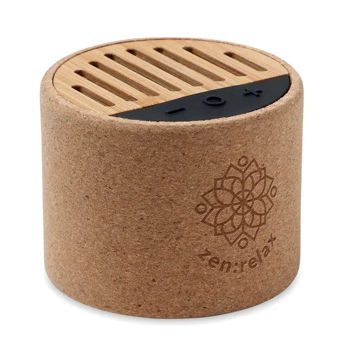 Difuzor rotund fara fir din pluta cu grila din bambus si panou de control negru cu logo zen relax