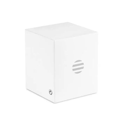 Difuzor rotund wireless alb cub minimalist cu grila circulara gri subtila pe fata