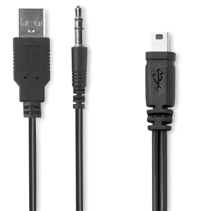 Cablu usb negru pentru difuzor wireless 3w 400 mah cu conector usb-a, jack audio 3 5mm și mini usb-b