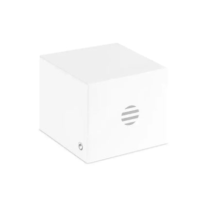 Difuzor wireless bamboo de 3w alb pătrat cu design minimalist și grilă circulară gri subtilă în față
