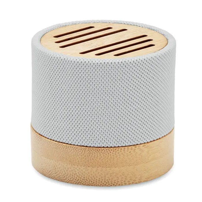 Difuzor wireless bamboo rpet cu textură gri, capac bambus cu fante orizontale pentru sunet clar