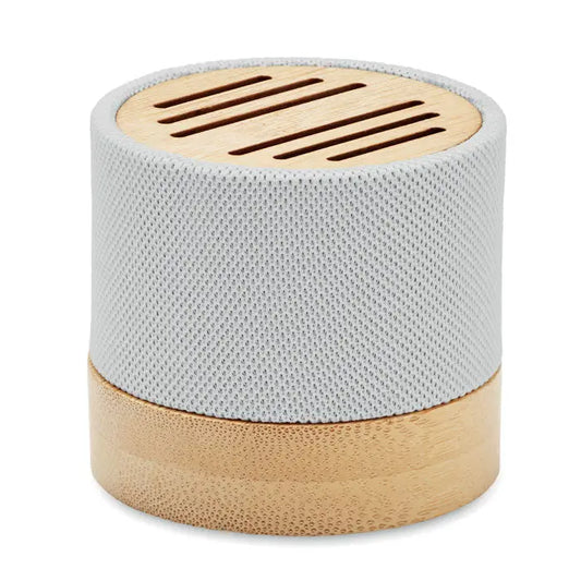 Difuzor wireless bamboo rpet cu textură gri, capac bambus cu fante orizontale pentru sunet clar