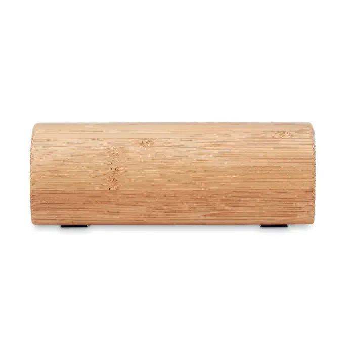 Difuzor wireless din bambus 2x5w cu husa cilindrica eleganta maro deschis din bambus cu finisaj neted si textura naturala