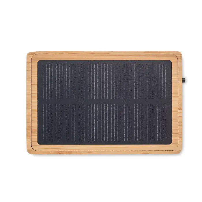 Difuzor wireless din bambus cu încărcător portabil solar dreptunghiular și panou fotovoltaic albastru închis