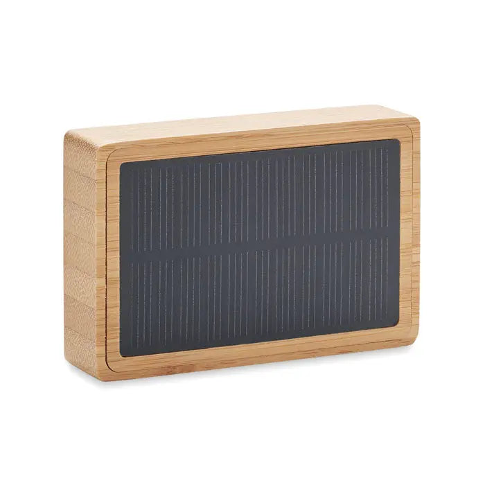 Difuzor wireless din bambus cu lampă led solară dreptunghiulară și panou gri închis cu nervuri verticale