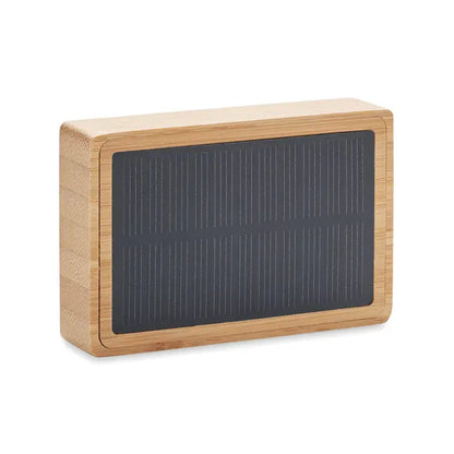 Difuzor wireless din bambus cu lampă led solară dreptunghiulară și panou gri închis cu nervuri verticale