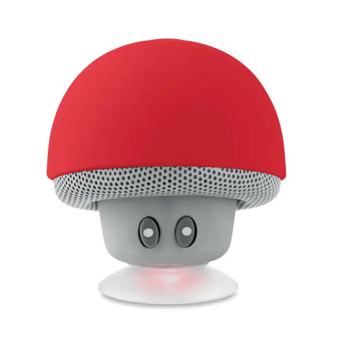 Difuzor wireless mushroom 3w roșu și gri în formă de ciupercă cu capac perforat ochi negri și bază iluminată