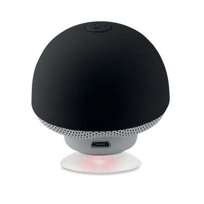 Difuzor wireless mushroom 3w negru dom cu bandă argintie perforată și bază ventuză albă pentru sunet portabil