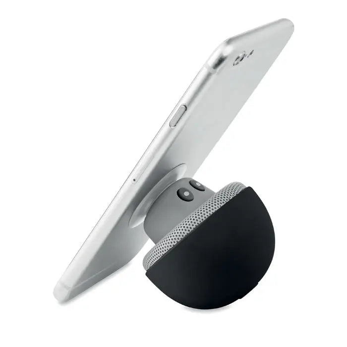 Difuzor wireless mushroom 3w argintiu pe suport magnetic negru si gri cu detalii din plasa texturata