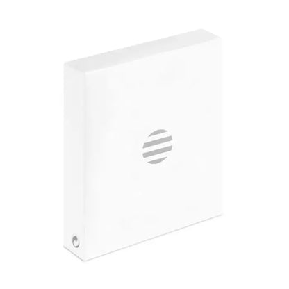 Dispozitiv anti-pierdere alb dreptunghiular cu design minimalist si logo hp circular central pe fata frontala