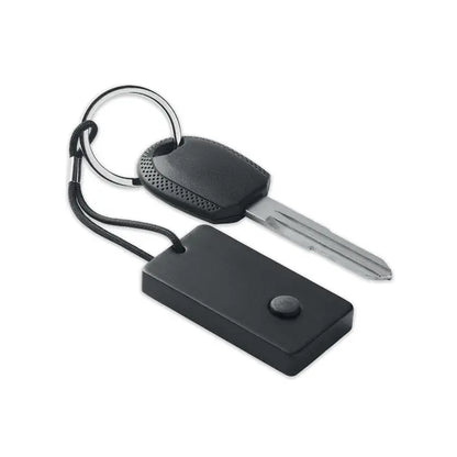Dispozitiv de cautare a cheilor din bambus negru dreptunghiular cu buton atasat la cheie auto prin snur negru