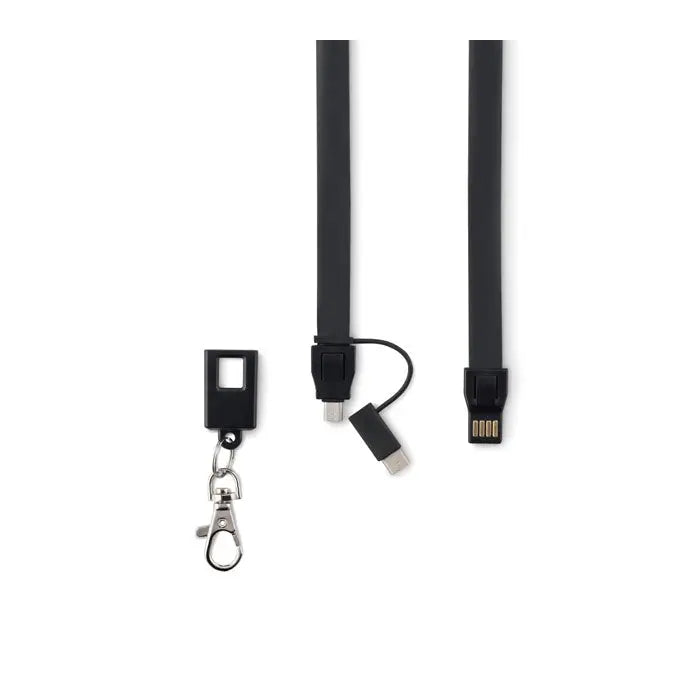 Dosar a4 cu power bank cablu flexibil negru cu usb-a si micro-usb si breloc pentru portabilitate