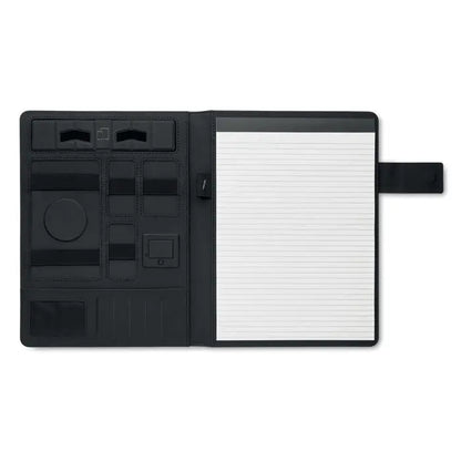 Dosar a4 din piele neagra cu organizator multifunctional si notepad cu foi dictando inclus