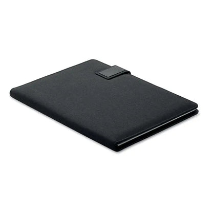 Dosar a4 negru cu textura si inchidere magnetica eleganta pentru incarcator wireless