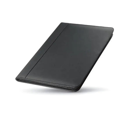 Dosar de conferinte a4 din piele neagra cu design minimalist si cusaturi precise pe margini