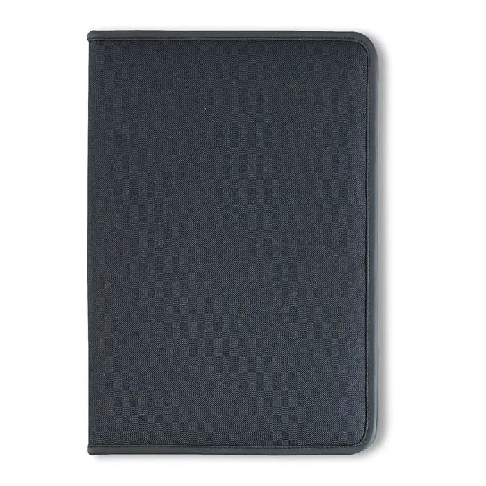 Dosar de conferinte a4 din material texturat negru cu model tesut subtil si margini intarite