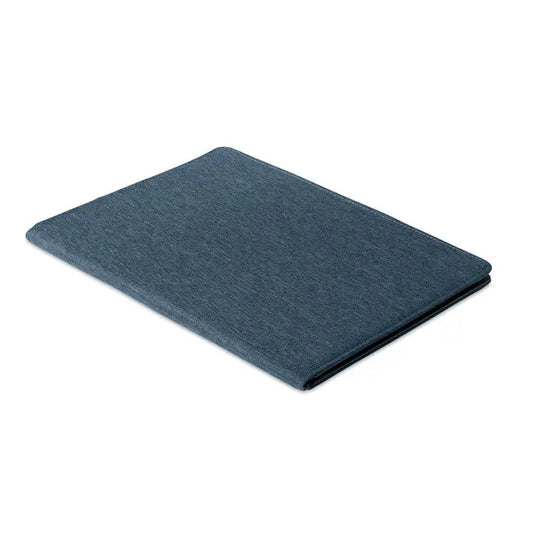 Dosar de conferinte a4 rpet cu husa pentru tableta din material texturat albastru inchis cu margini cusute