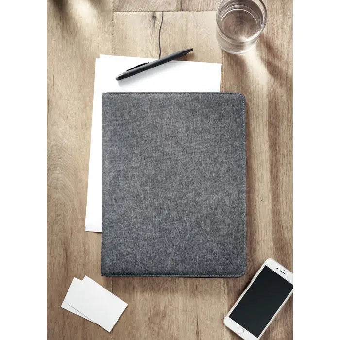 Dosar de conferințe a4 rpET cu textură gri din material reciclabil pentru organizare eficientă a documentelor