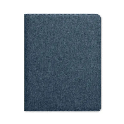 Dosar de conferinte a4 rpet cu textură denim albastru și margini cusute pentru protecția tabletei