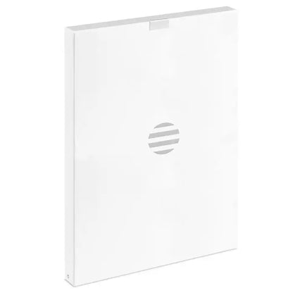 Cartus alb dreptunghiular hp cu design minimalist si logo gri subtil pentru dosar pentru conferinte a4 pluta