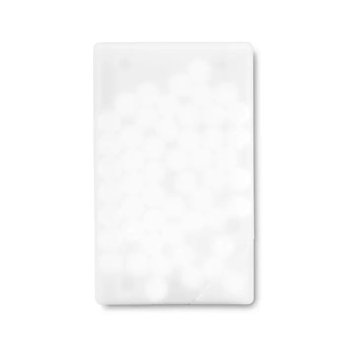 Dozator de menta transparent alb din plastic cu model subtil circular pentru depozitare organizata