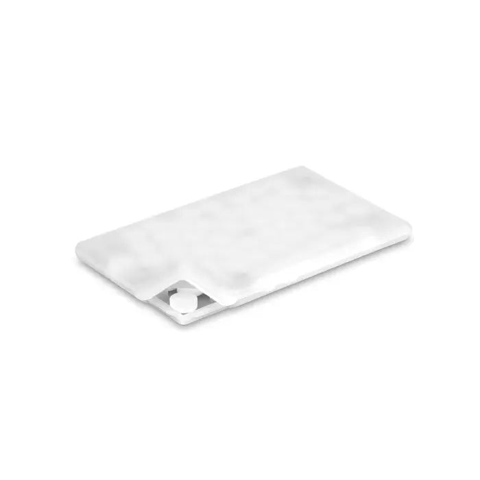Dozator de menta alb translucid cu design minimalist și decupaj circular mic pe față