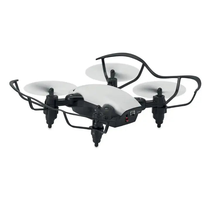 Drona pliabila wifi alb si negru cu rama protectoare si design pliabil pentru uz wifi