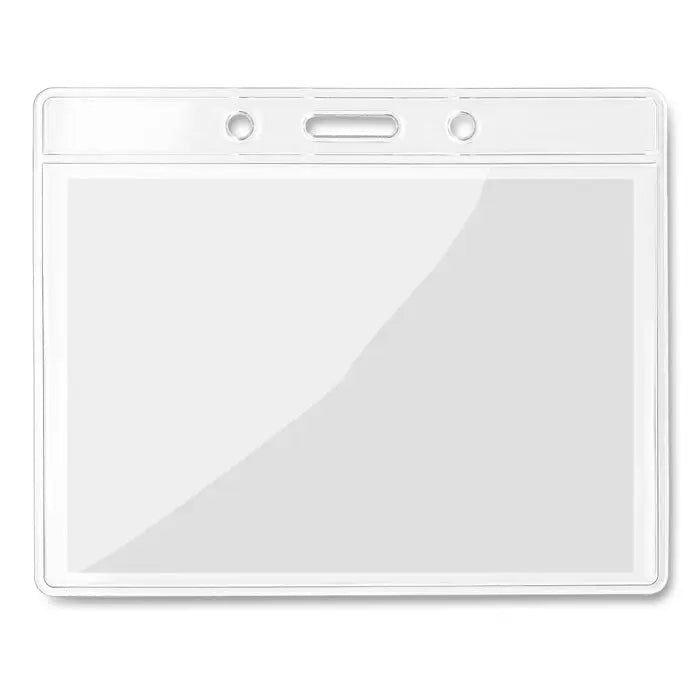 Ecuson transparent 10cmx8cm suport ecuson din plastic transparent cu margine alba si trei orificii pentru agatare