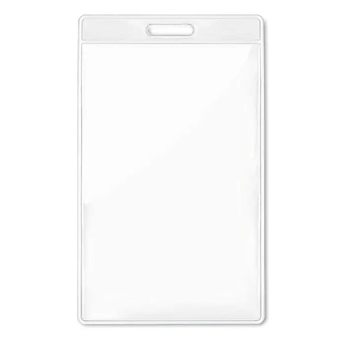 Ecuson transparent 7,5cmx12,5cm holder de ecuson din plastic transparent cu margine alba si maner superior
