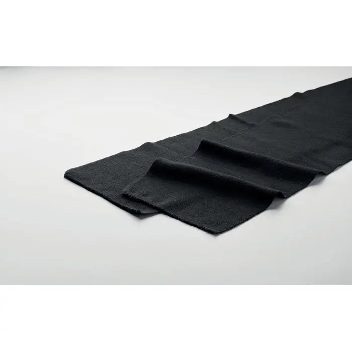 Esarfa din poliester rpet neagra cu textura fina, ideala pentru uz zilnic si accesorizare eleganta