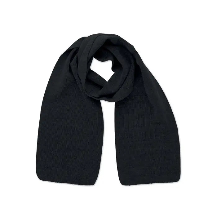 Esarfa din poliester rpet neagra cu textura moale si striata, ideala pentru utilizare zilnica