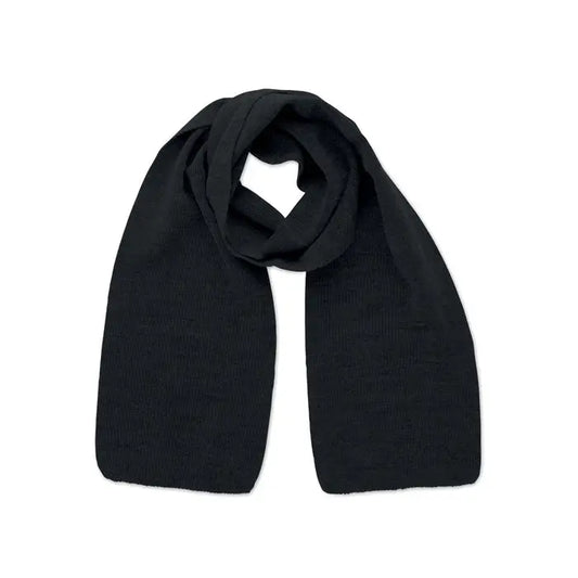 Esarfa din poliester rpet neagra cu textura moale si striata, ideala pentru utilizare zilnica
