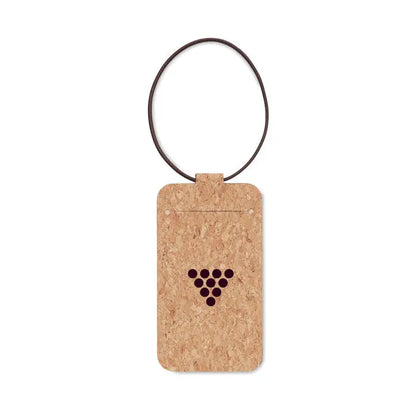 Eticheta pentru bagaje din pluta naturala cu design decorativ de struguri mov inchis