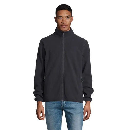 Jachetă soft-shell neagră factor barbati microfleece cu fermoar și manșete și tiv striate