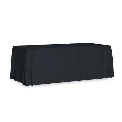 Fata de masa mare 280x210 cm neagra din material neted, cu drapaje elegante pentru ocazii speciale