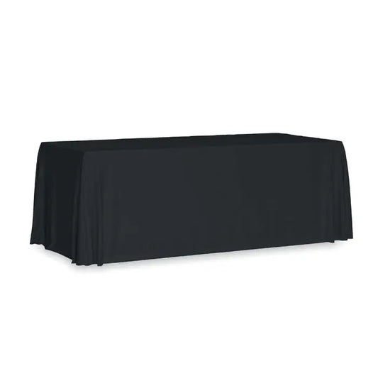 Fata de masa mare 280x210 cm neagra din material neted, cu drapaje elegante pentru ocazii speciale