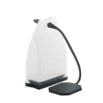 Filtru de ceai din silicon alb cu pad de calcat si suport flexibil negru pentru baza stabila