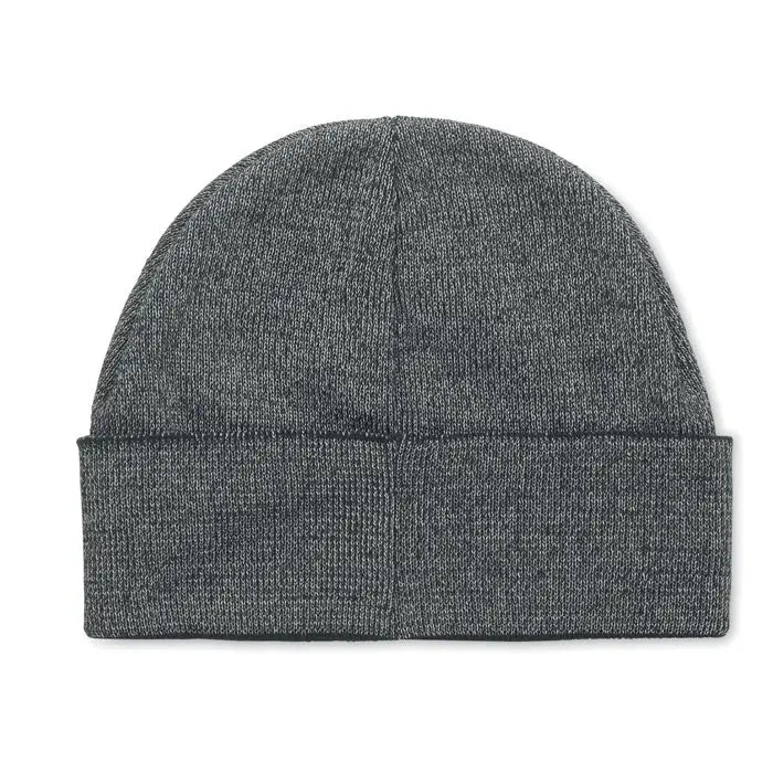 Beanie acrilic fire gri închis cu model rib și manșetă pliată pentru protecție termică