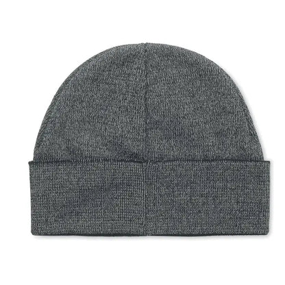 Beanie acrilic fire gri închis cu model rib și manșetă pliată pentru protecție termică