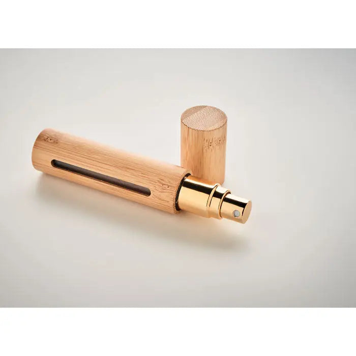 Flacon atomizator de parfum 10 ml cu pulverizator din bambus si duza cu finisaj auriu